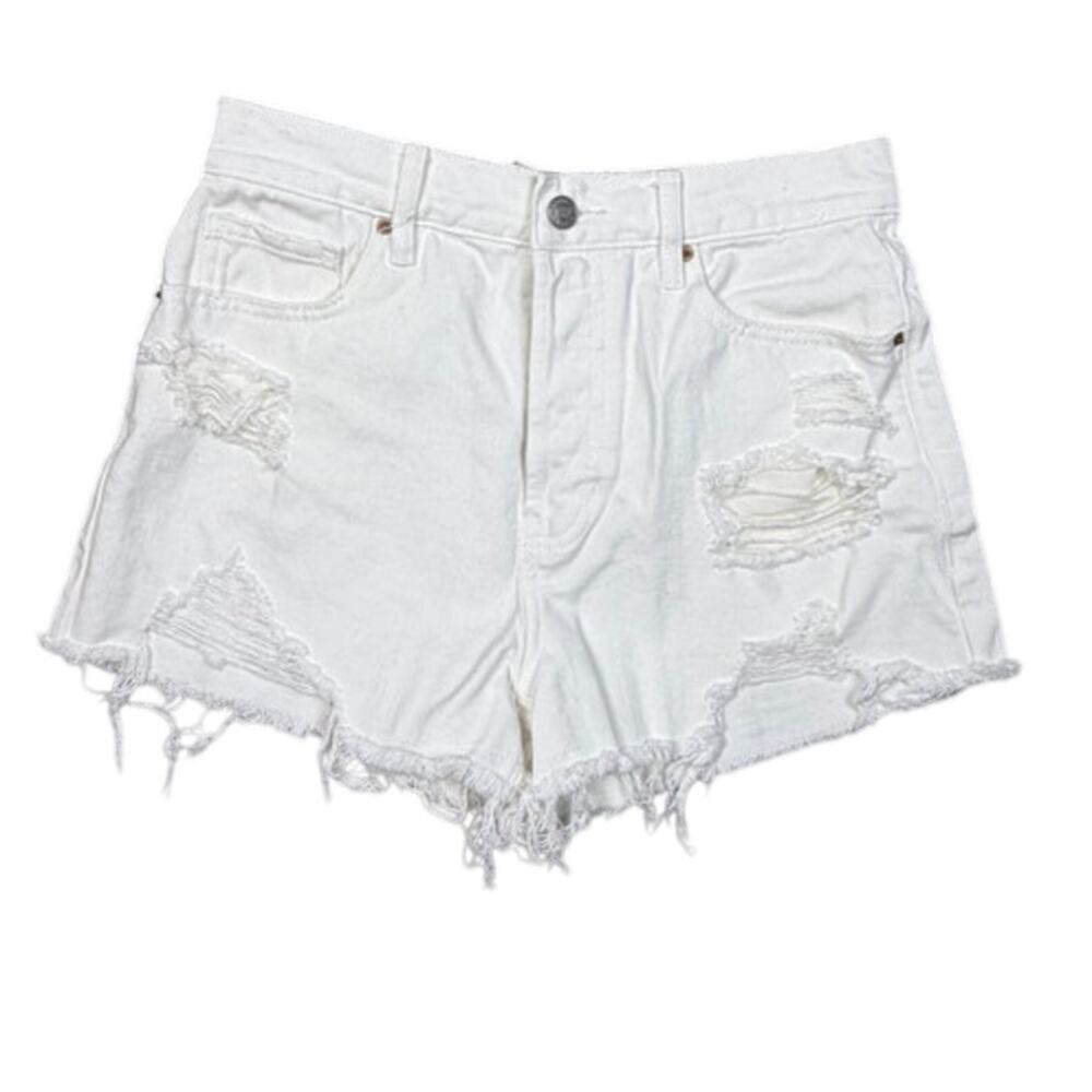 PacSun Vintage High Rise Distressed White Denim Shorts - Size 27